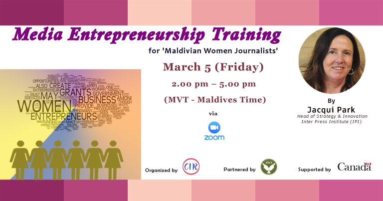 Media Entrepreneurship Training for Women Journalists- Maldives