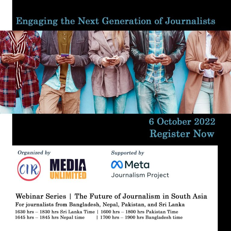 The Future of Journalism in South Asia Webinar series – Engaging the Next Generation of Journalists