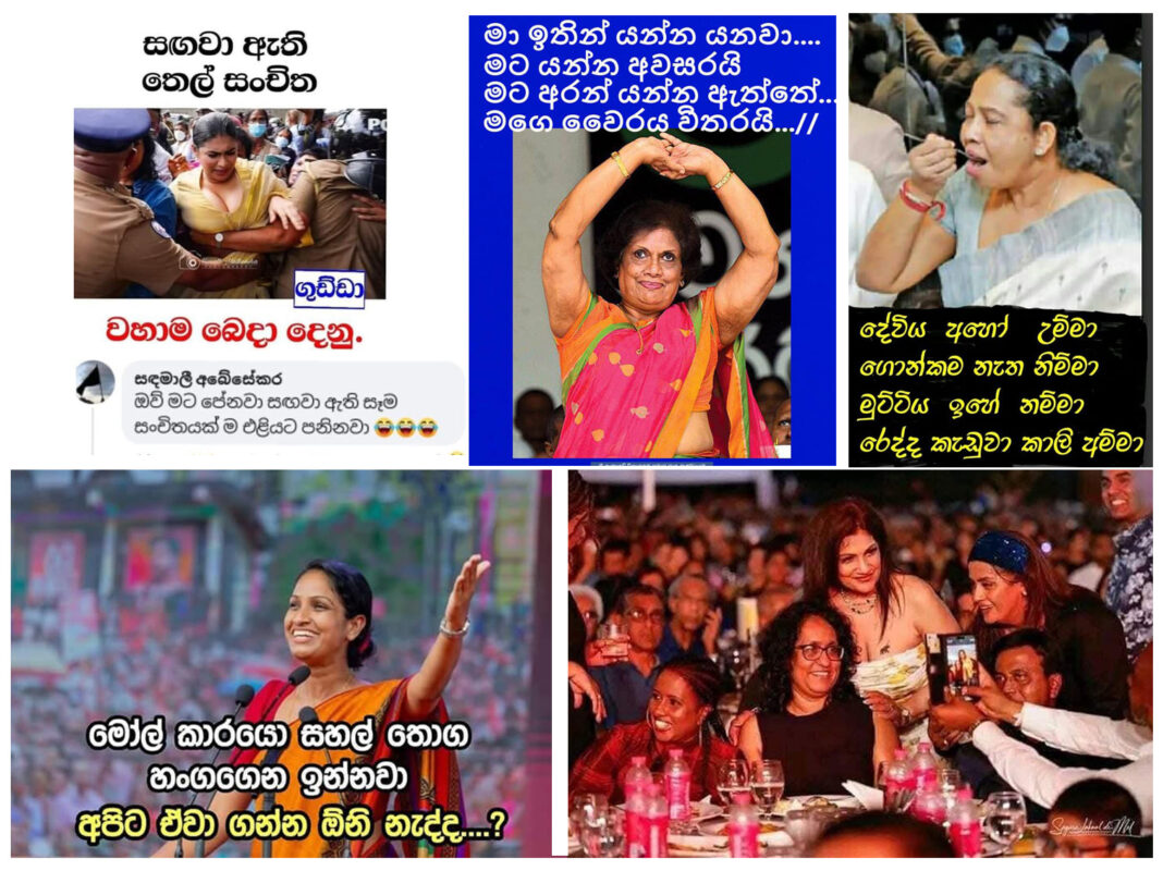Banner image: A collection of such memes and images of women politicians reflects gender stereotypes, dehumanising language and negative portrayal. Images via Facebook